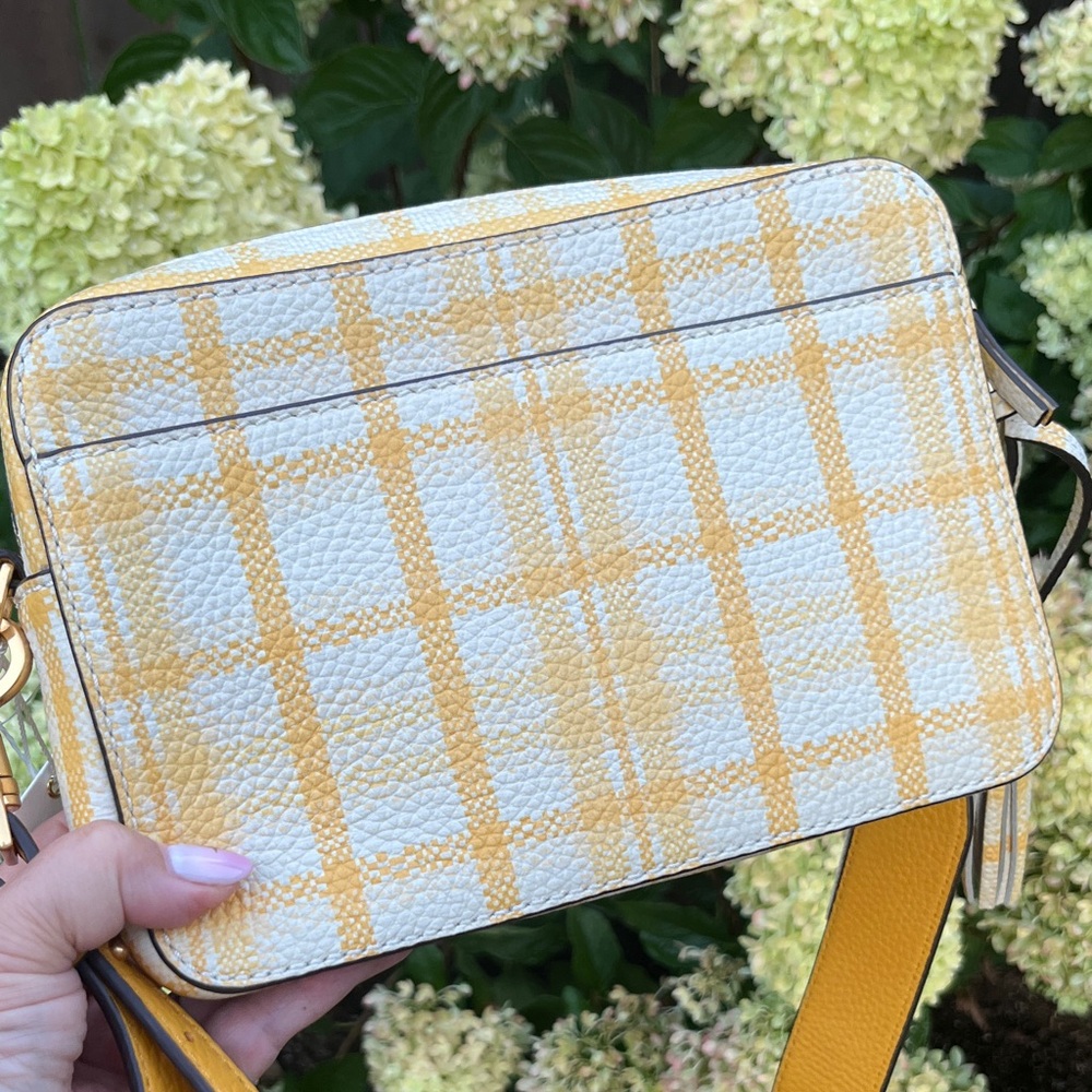 NWT Tory Burch McGraw Yellow Plaid Leather Crossbody Bag - Picture 8 of 13